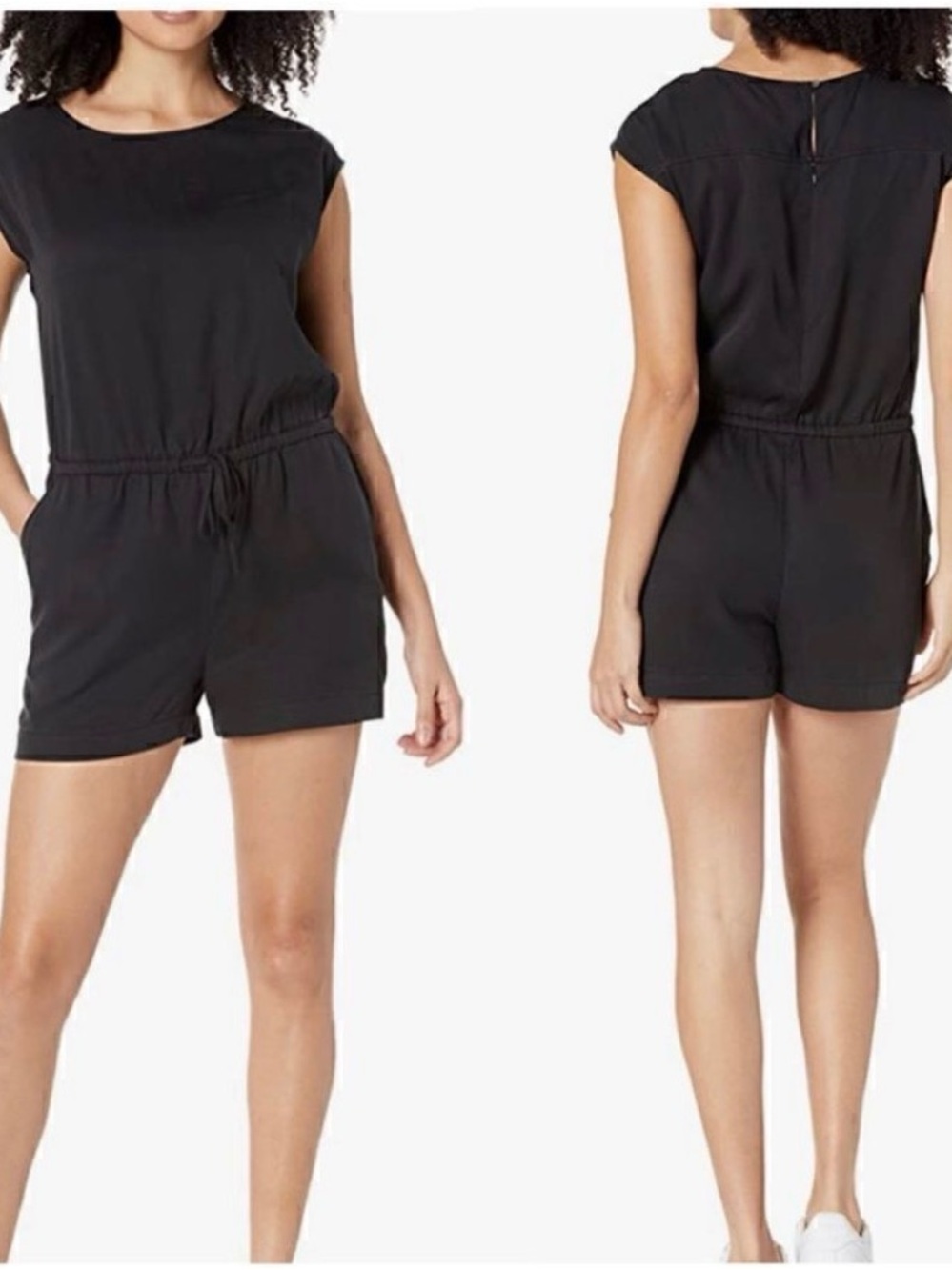 Daily Ritual Olive Green Short Sleeve Drawstring Romper NWOT